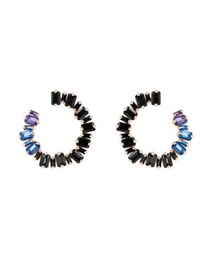 SUZANNE KALAN | Ombre Milli Sideway Hoops | Dark Blue