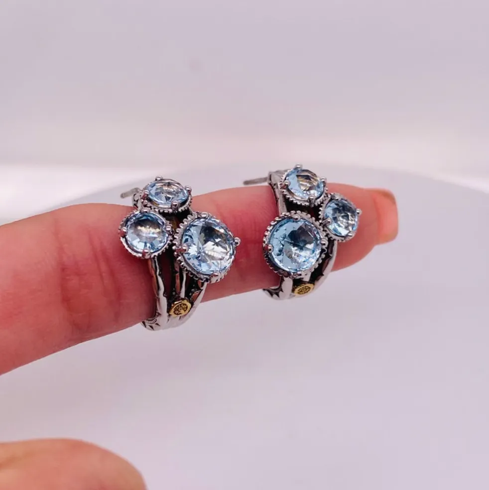 Tacori Triple Sky Blue Topaz Hoops