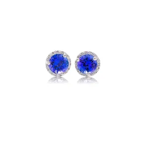 Tanzanite Halo Studs