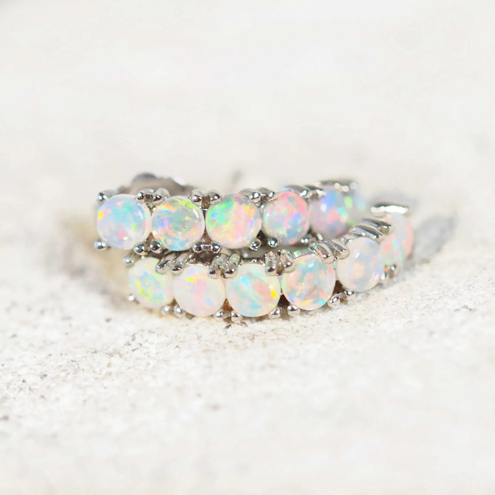 'Tatiana' White Opal Earrings 14ct White Gold