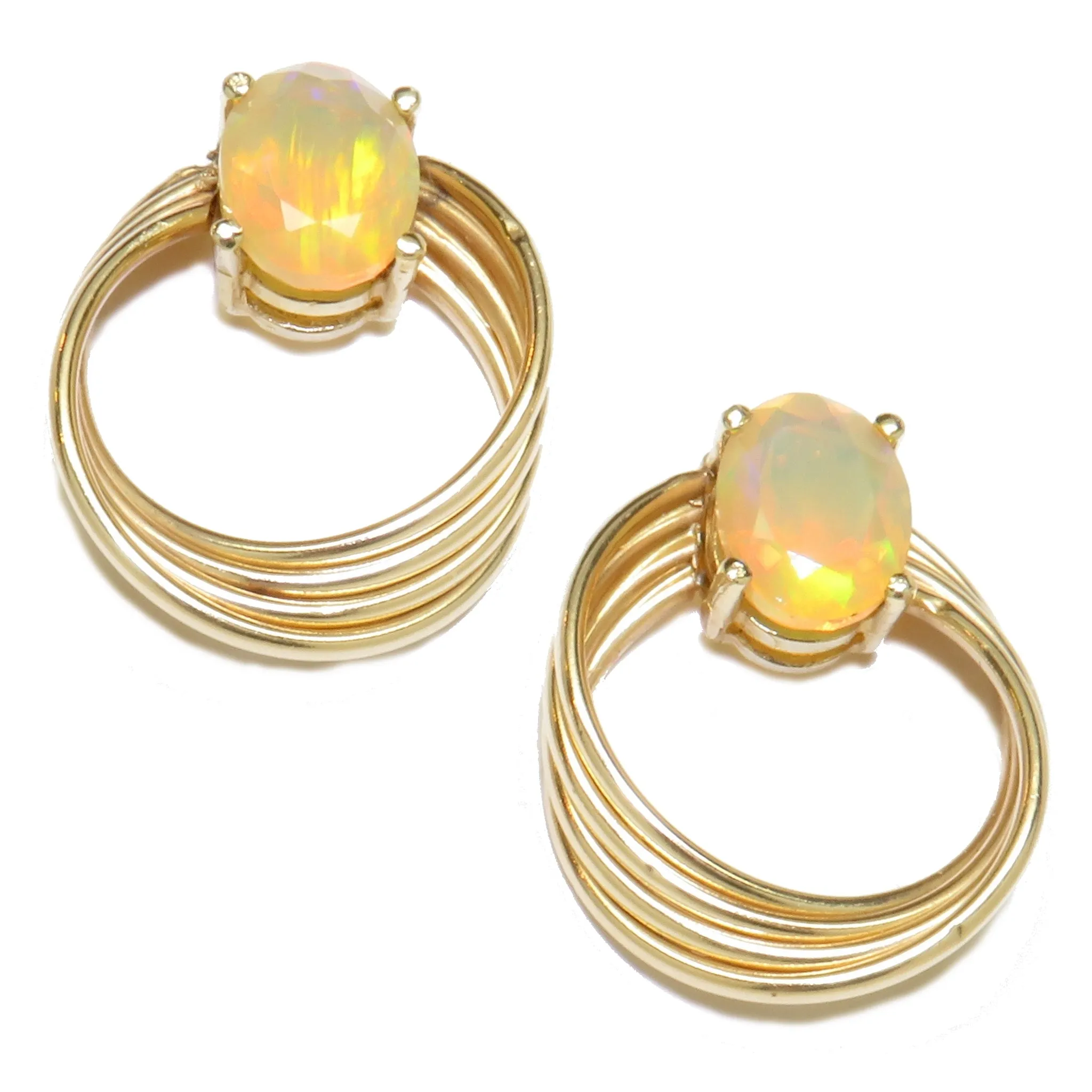 Tatyana - Faceted Ethiopian Opal Earrings
