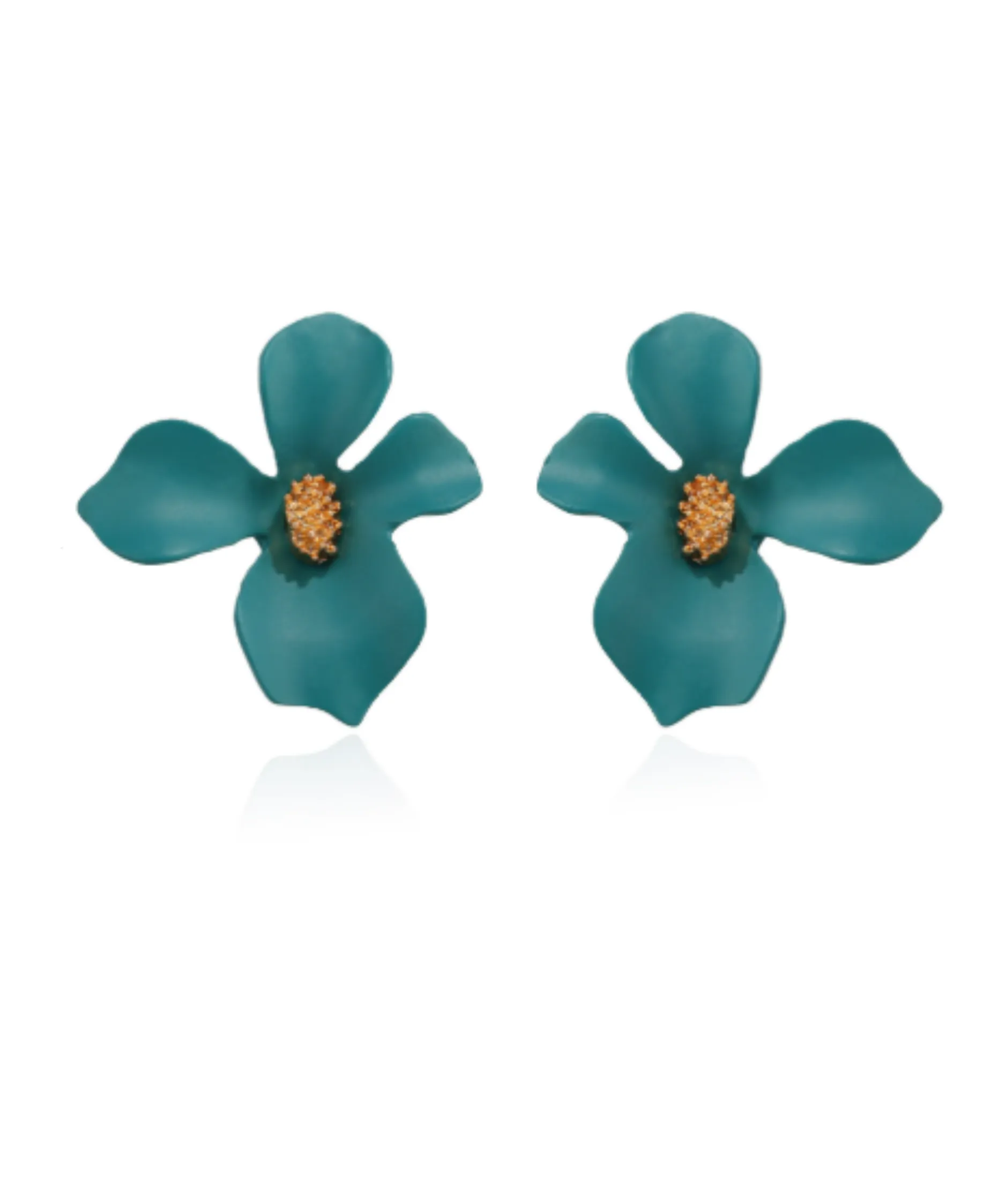 Teal Flower Earrings