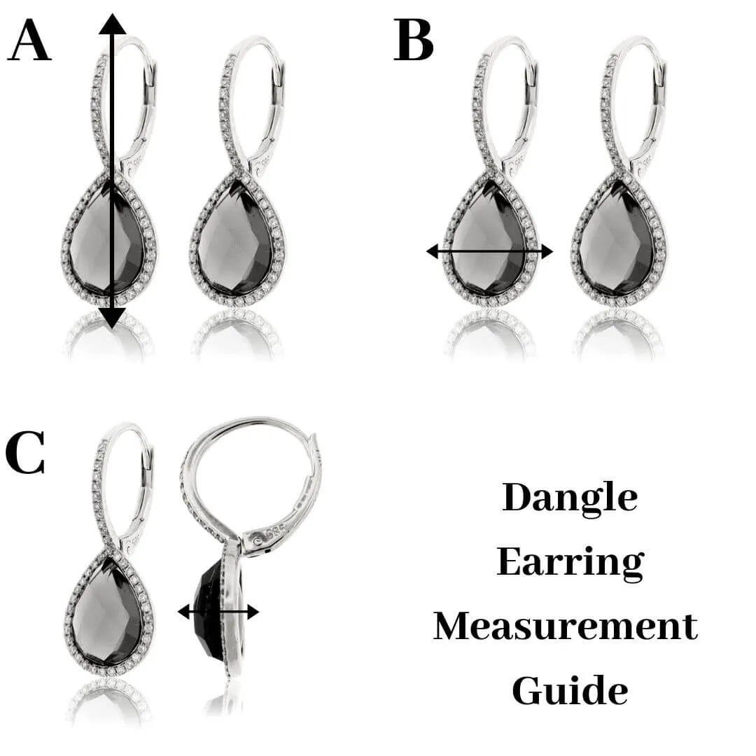 Tear Drop Sapphire Double Diamond Halo Dangle Earrings
