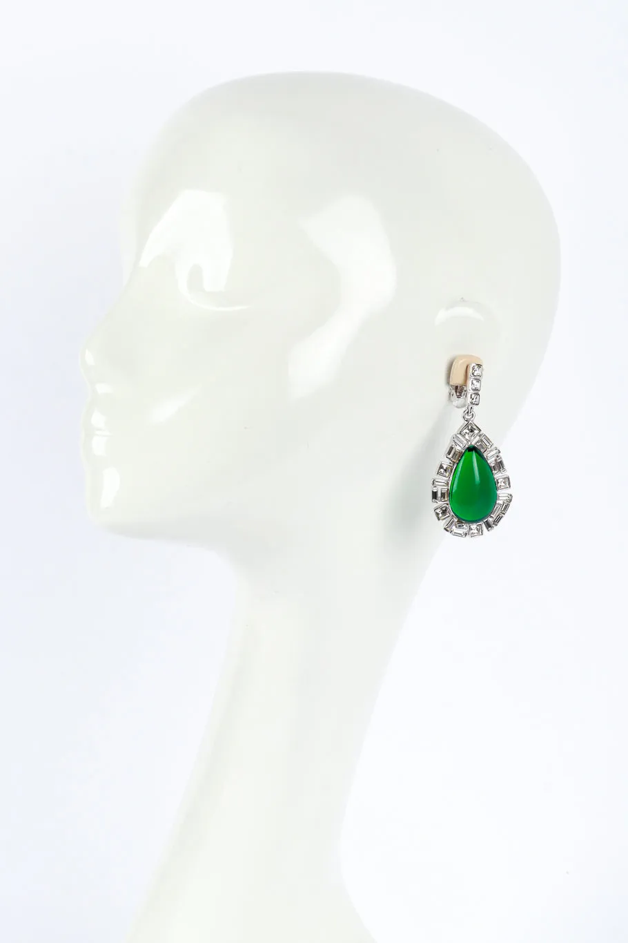 Teardrop Cabochon & Crystal Earrings