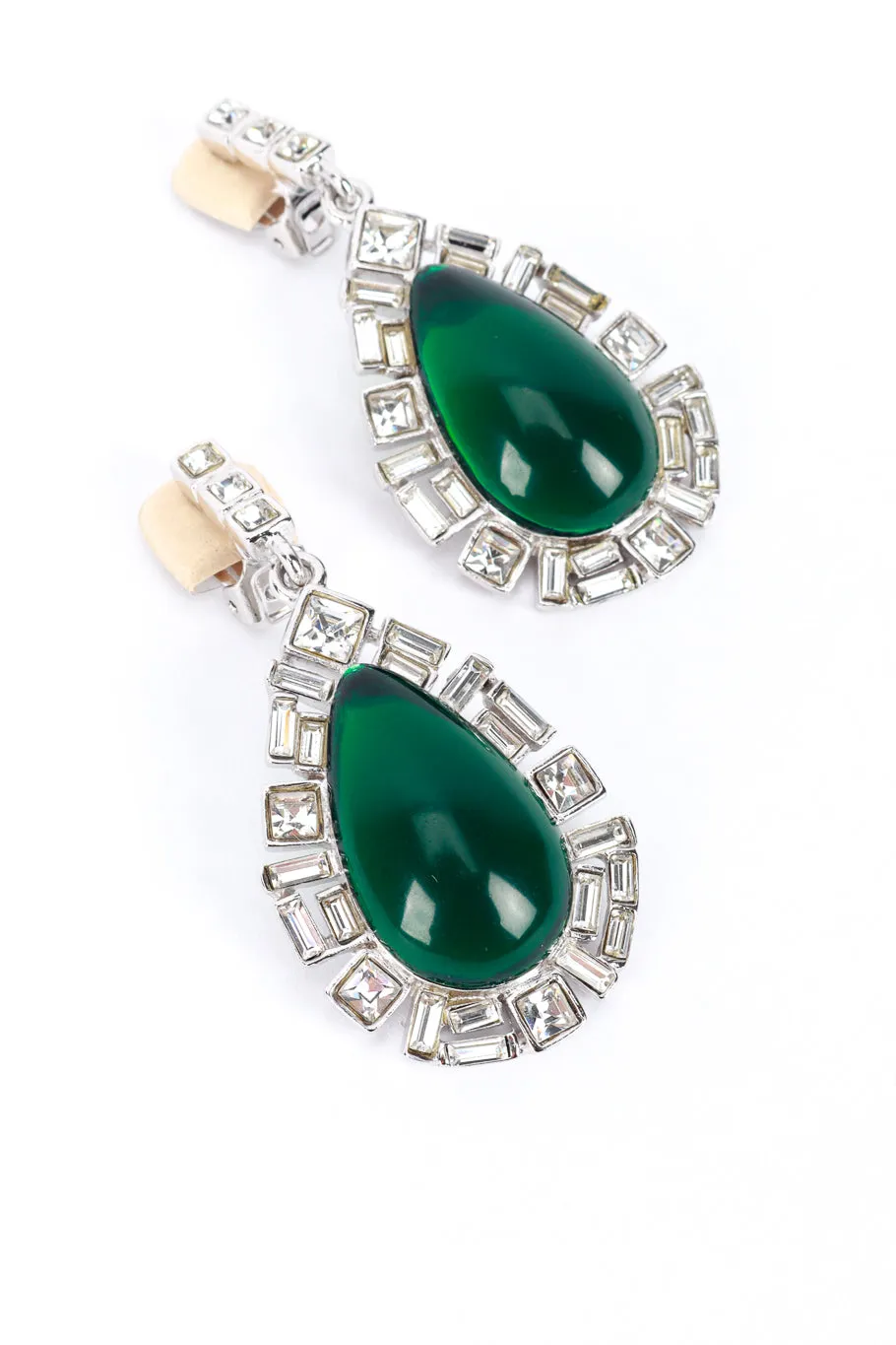 Teardrop Cabochon & Crystal Earrings