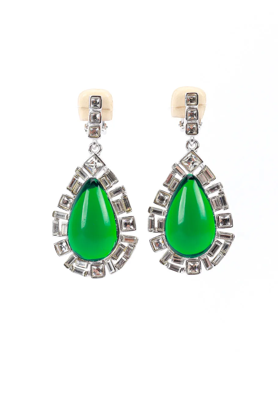 Teardrop Cabochon & Crystal Earrings