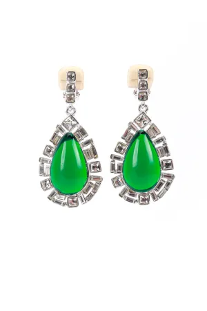 Teardrop Cabochon & Crystal Earrings