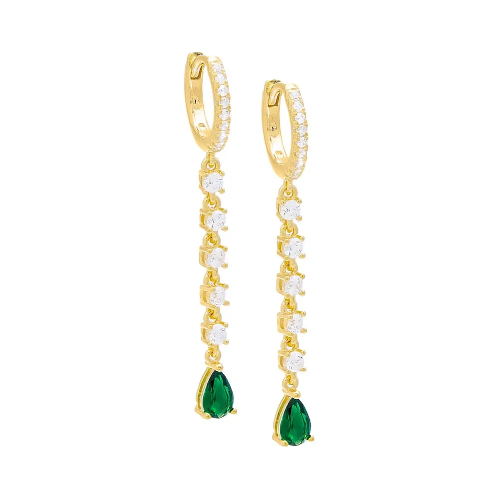 Teardrop CZ Drop Huggie Earring