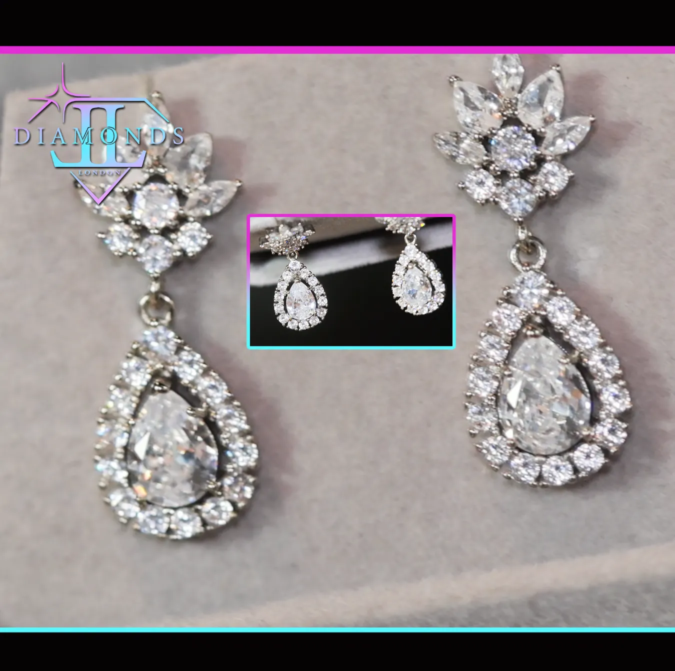 Teardrop Earrings | Diamond Earrings | Diamond Earrings | Tear drop Earrings | Womens Diamond Earrings | Earrings | Pear Shape Earrings