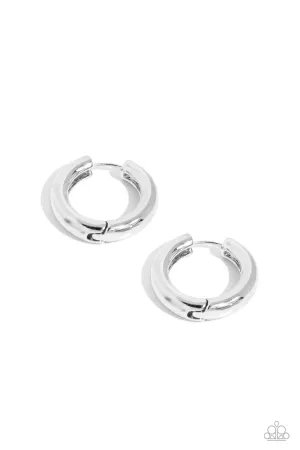 The New Classic - Silver - High Sheen Paparazzi Hinge Hoop Earrings