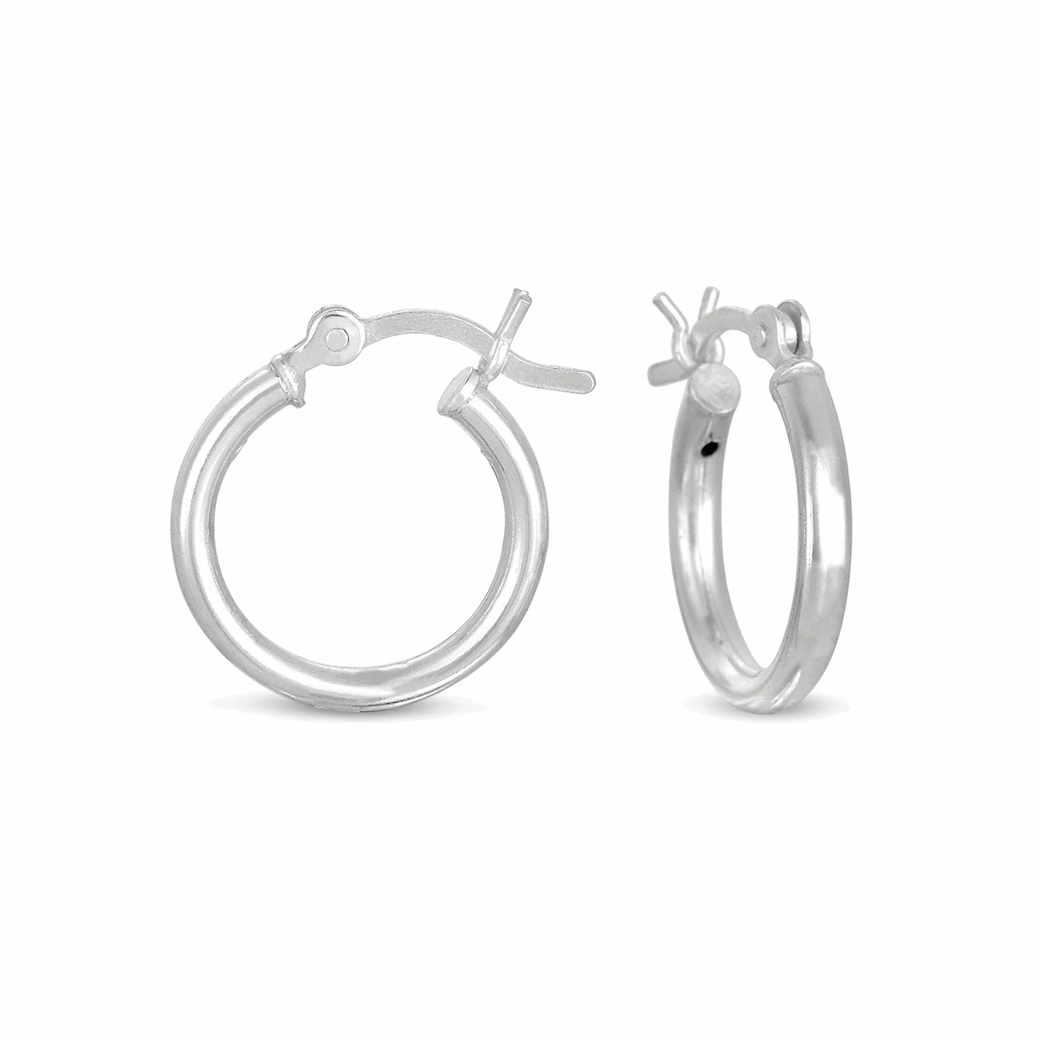 Thick Plain Hoop Earrings (Silver)