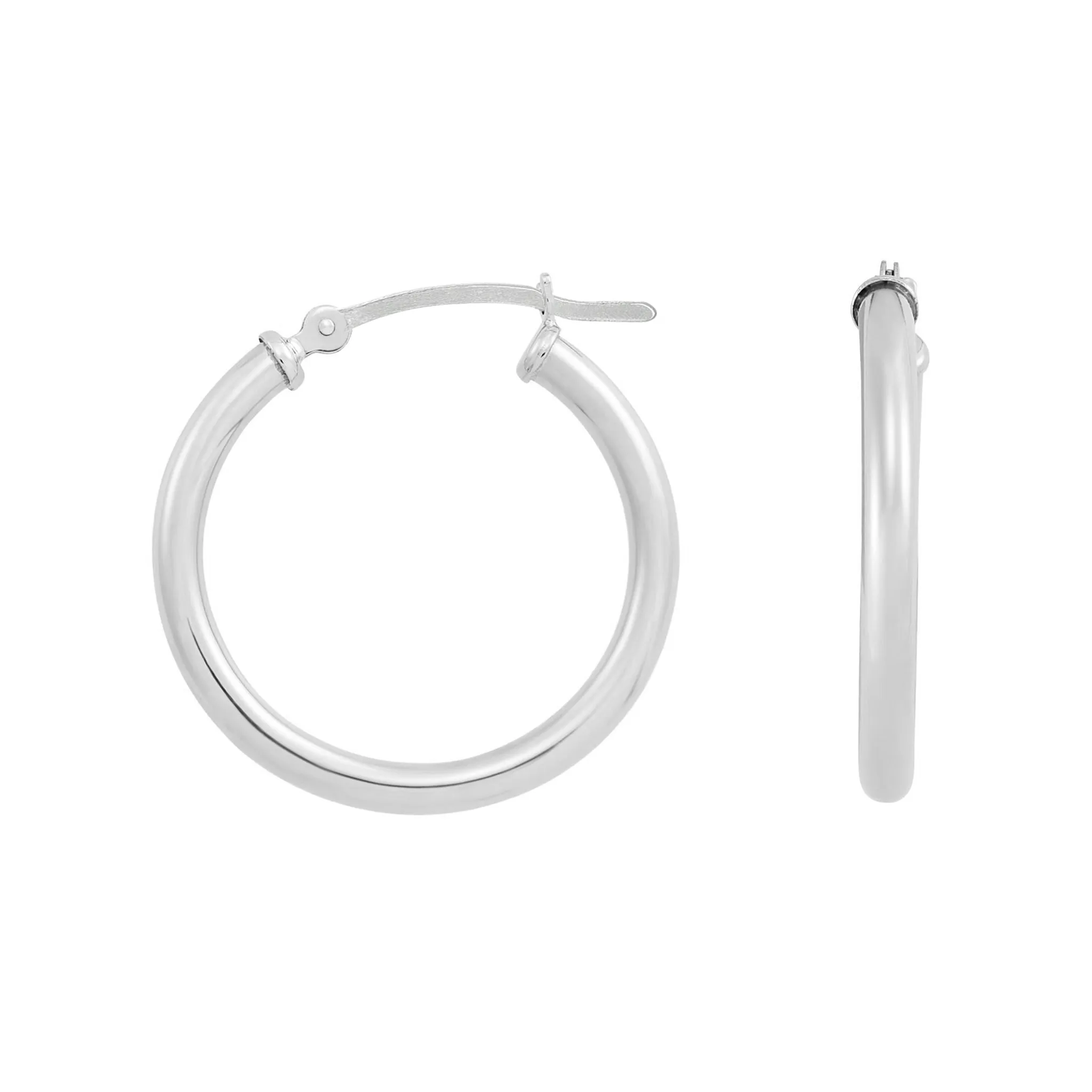 Thick Plain Hoop Earrings (Silver)