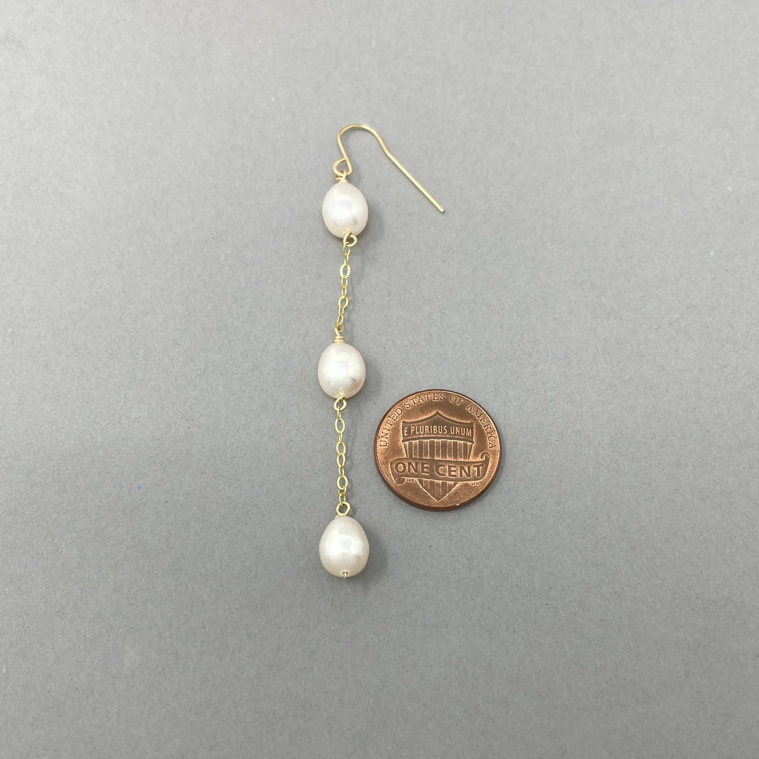 Three Pearl Drop Earrings