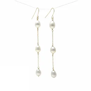 Three Pearl Drop Earrings