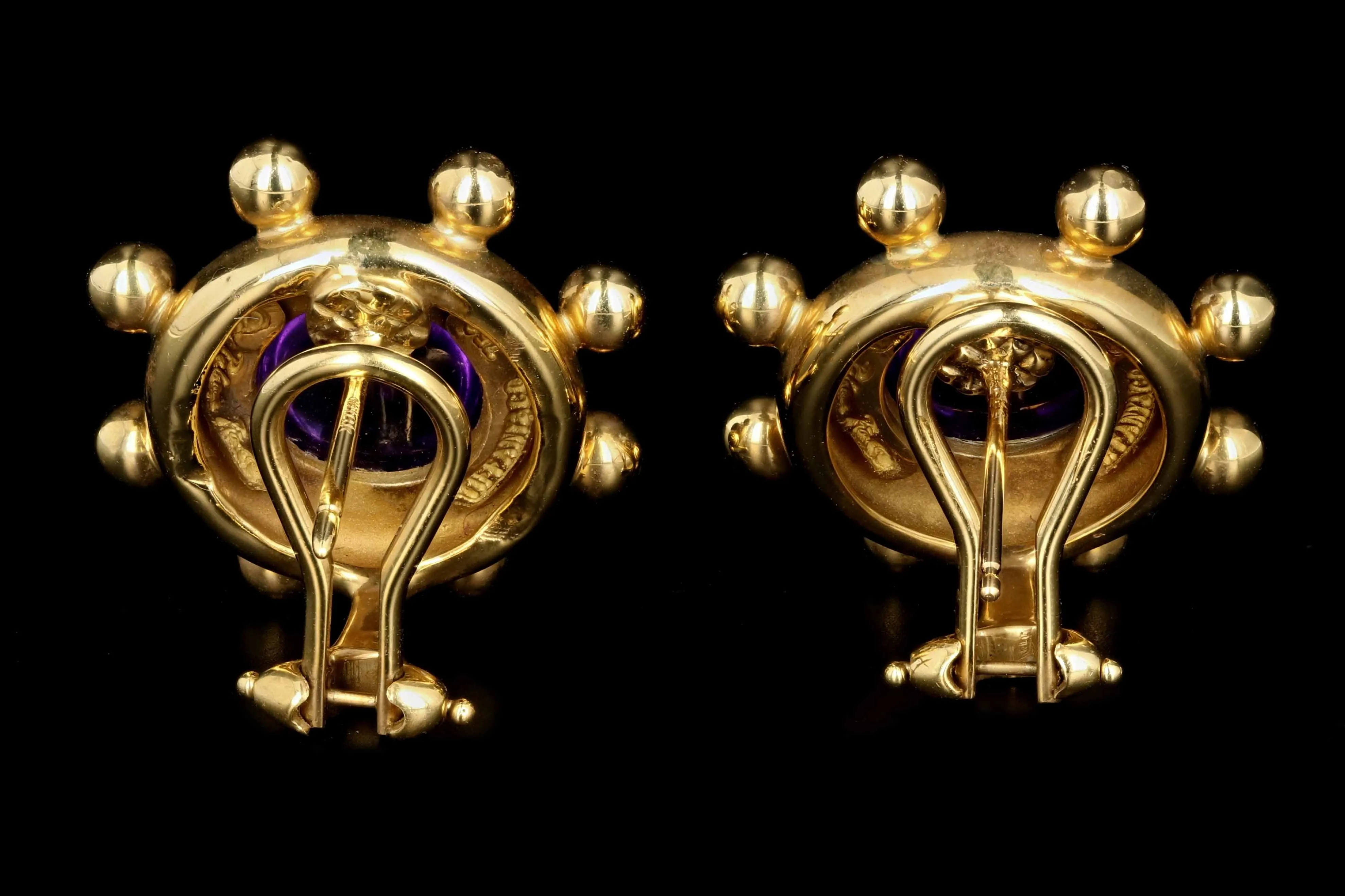 Tiffany & Co Paloma Picasso 18K Yellow Gold  Amethyst Clip Post Earrings