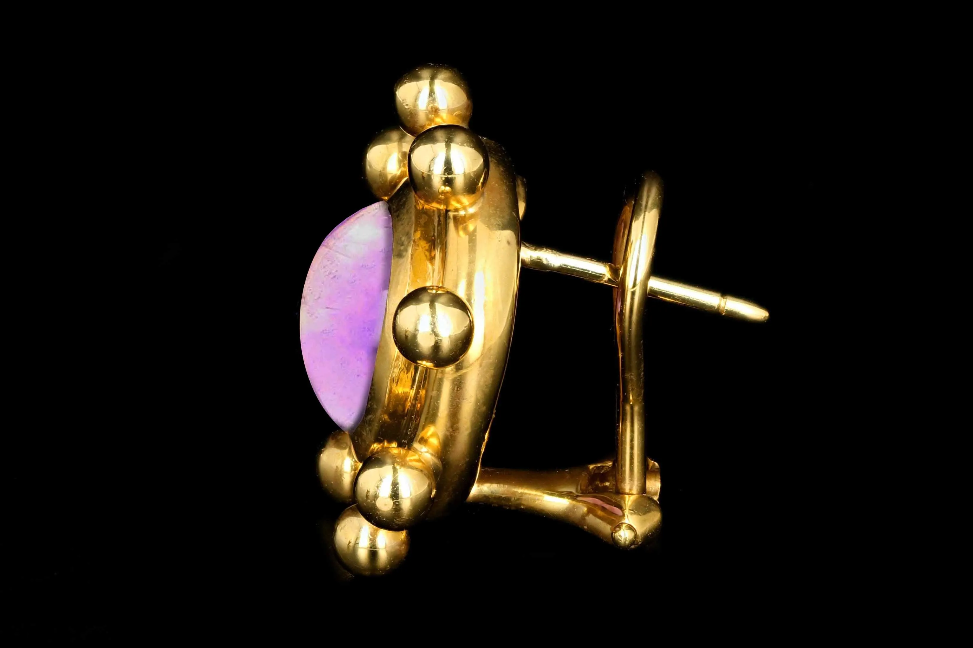 Tiffany & Co Paloma Picasso 18K Yellow Gold  Amethyst Clip Post Earrings