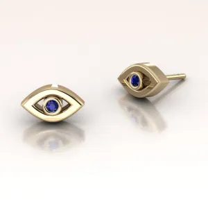 Tiny 14k Gold Evil Eye Earrings – Dainty Protection Jewelry