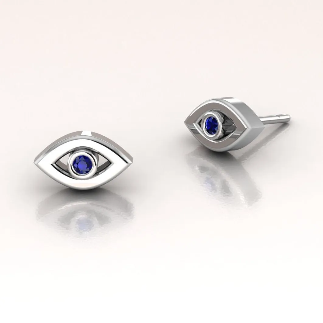 Tiny 14k Gold Evil Eye Earrings – Dainty Protection Jewelry