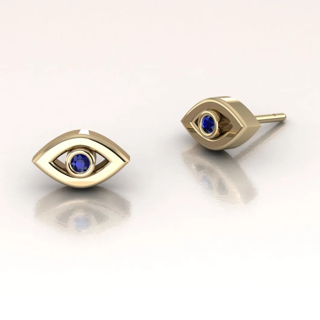 Tiny 14k Gold Evil Eye Earrings – Dainty Protection Jewelry
