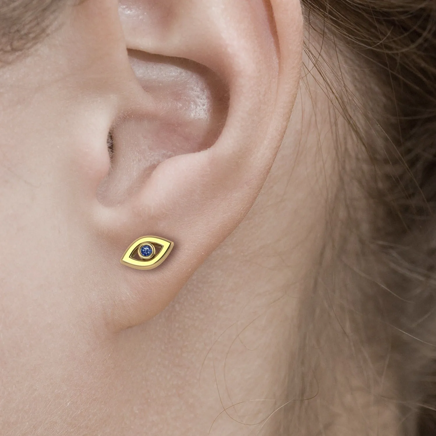 Tiny 14k Gold Evil Eye Earrings – Dainty Protection Jewelry