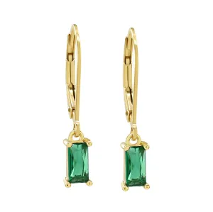Tiny Green Emerald Leverback Earrings