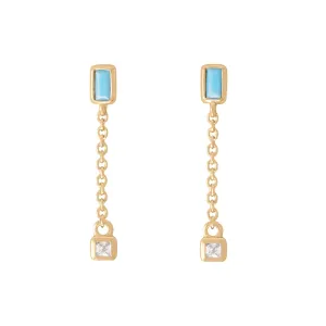 Tiny Turquoise Chain Drop Earrings