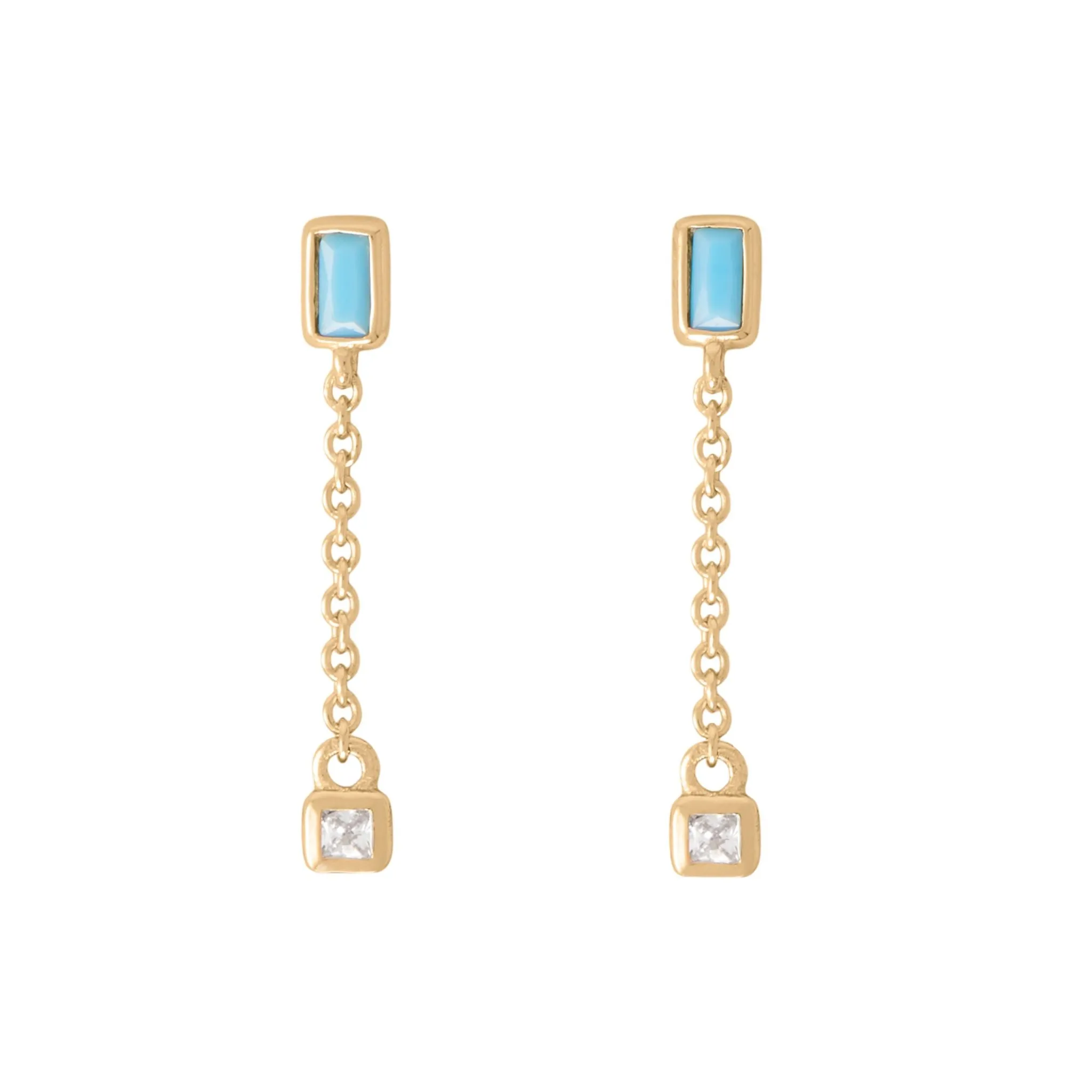 Tiny Turquoise Chain Drop Earrings