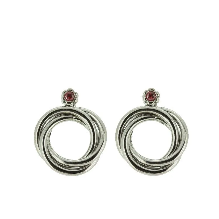 Titanium Earrings w/ Red Sapphire