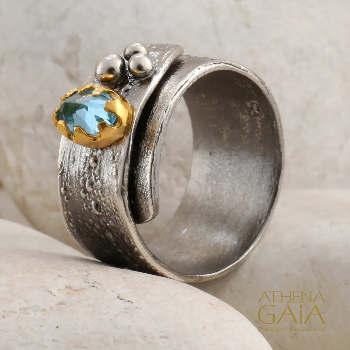 Topaz Pebble Wrap Ring