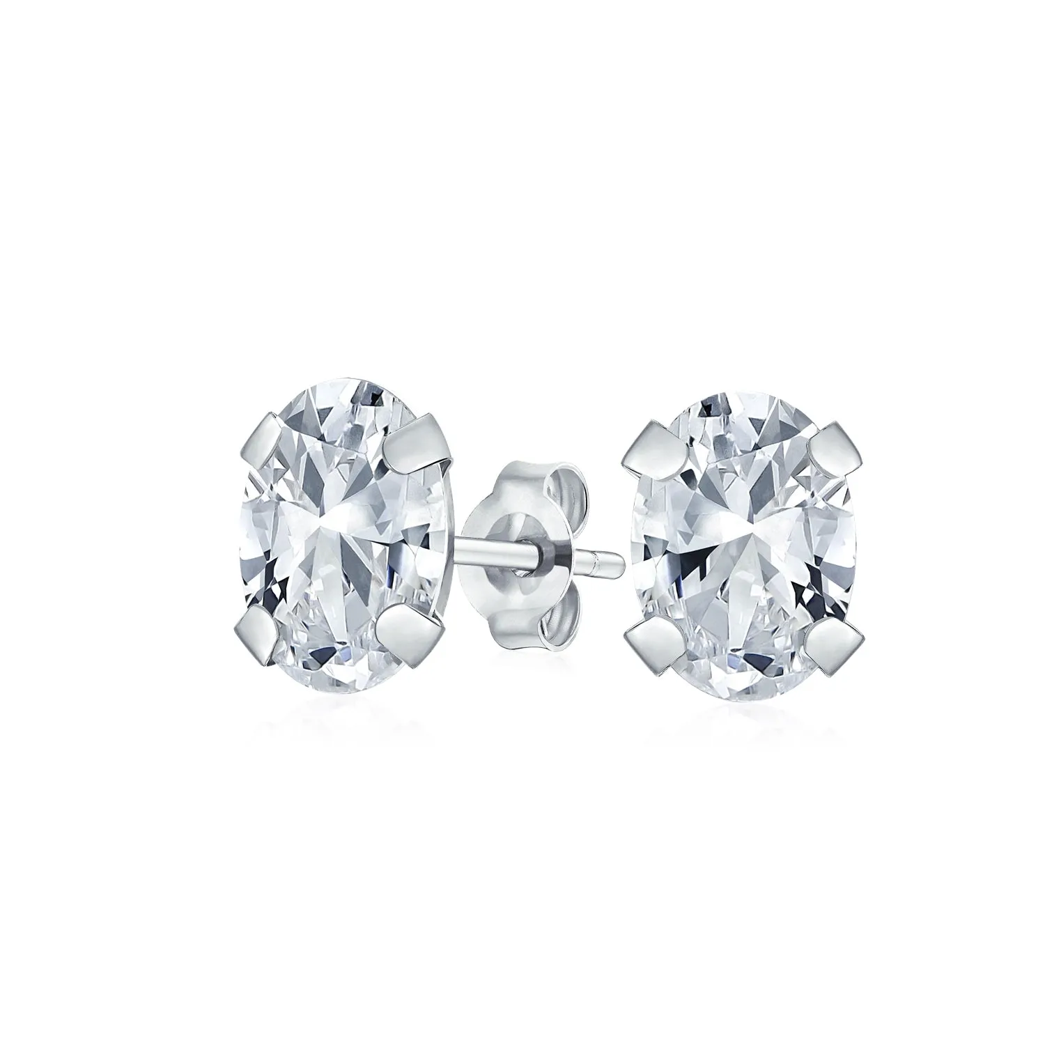 Traditional 3-4 MM CZ Stud Earrings in 14K Gold with Round & Oval Gemstones