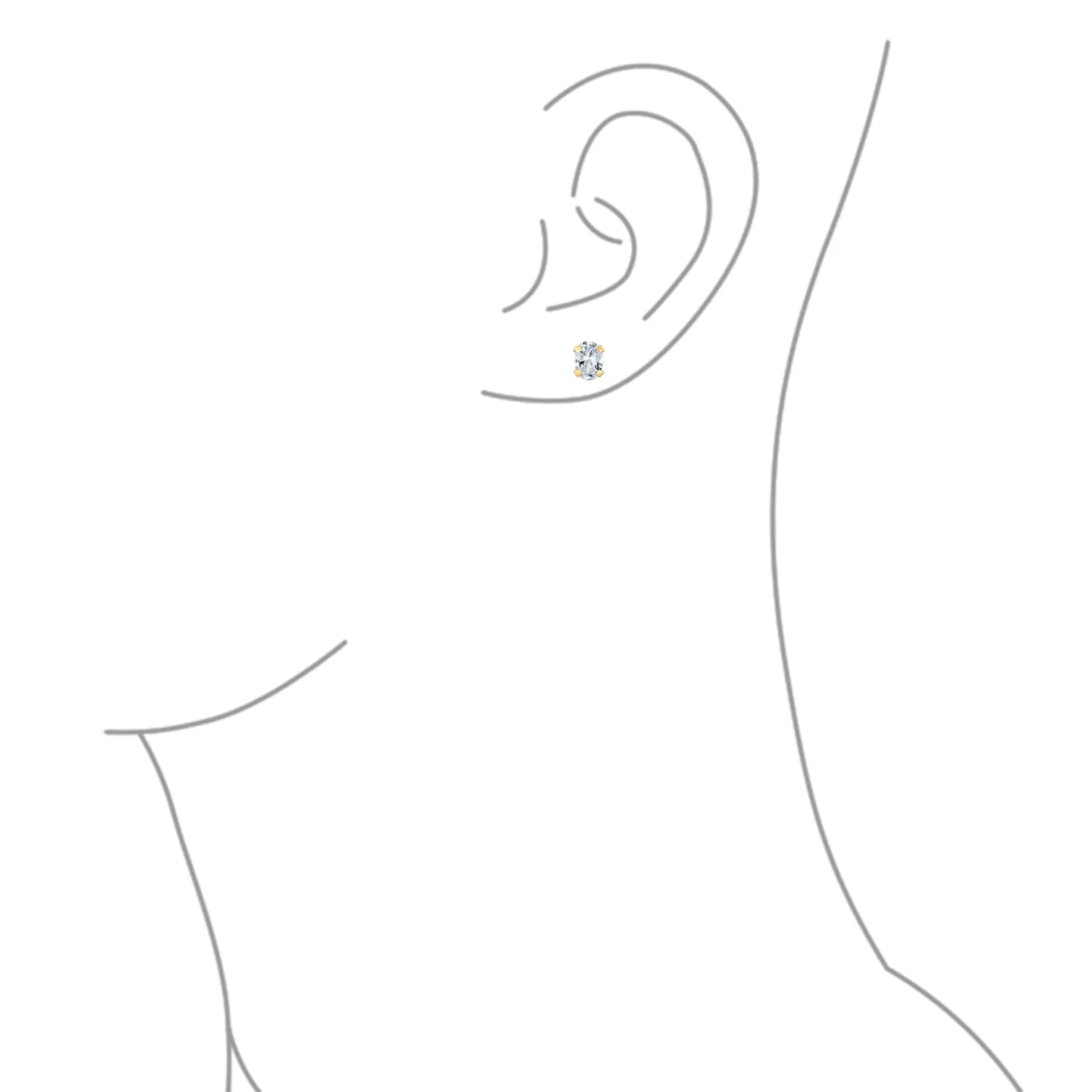 Traditional 3-4 MM CZ Stud Earrings in 14K Gold with Round & Oval Gemstones