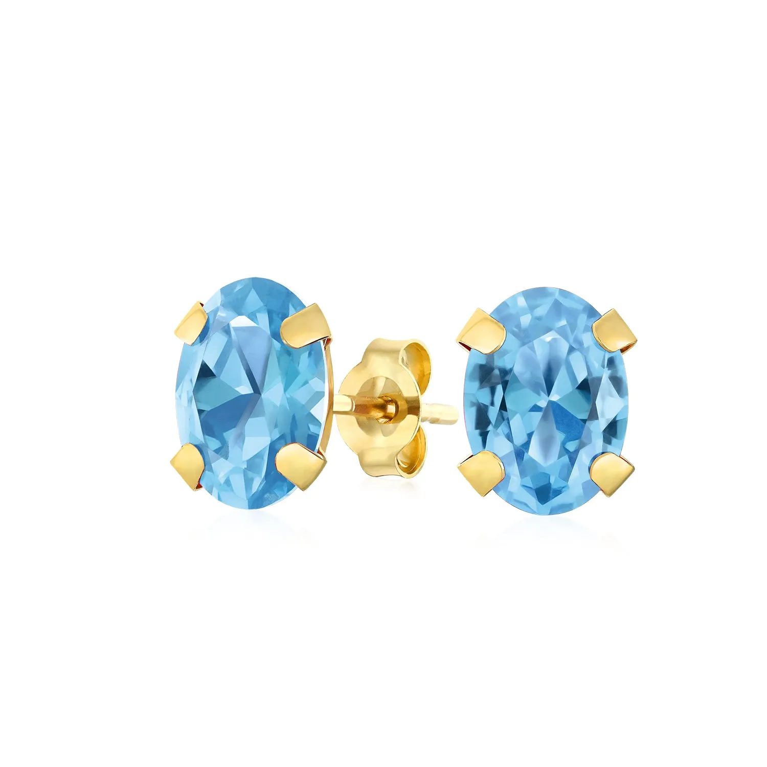 Traditional 3-4 MM CZ Stud Earrings in 14K Gold with Round & Oval Gemstones