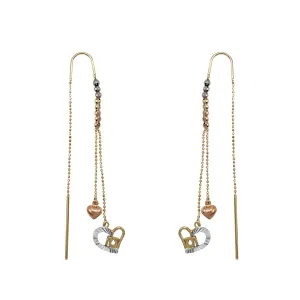 Tricolor Quinceanera Ear Threads Dangling Drop Earrings (14K)