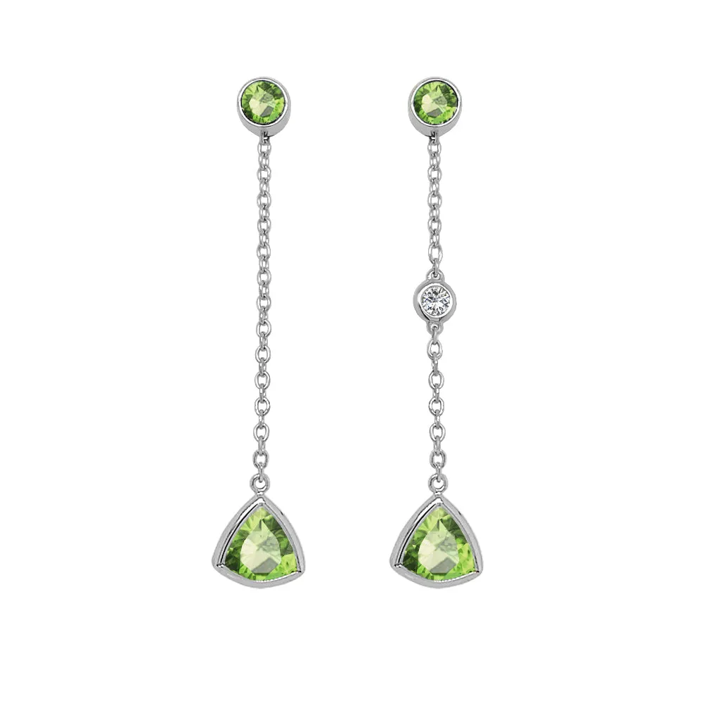 Trillion Shape Gemstone & 0.04Ct Diamond Mismatched Earring Set in 14K Gold
