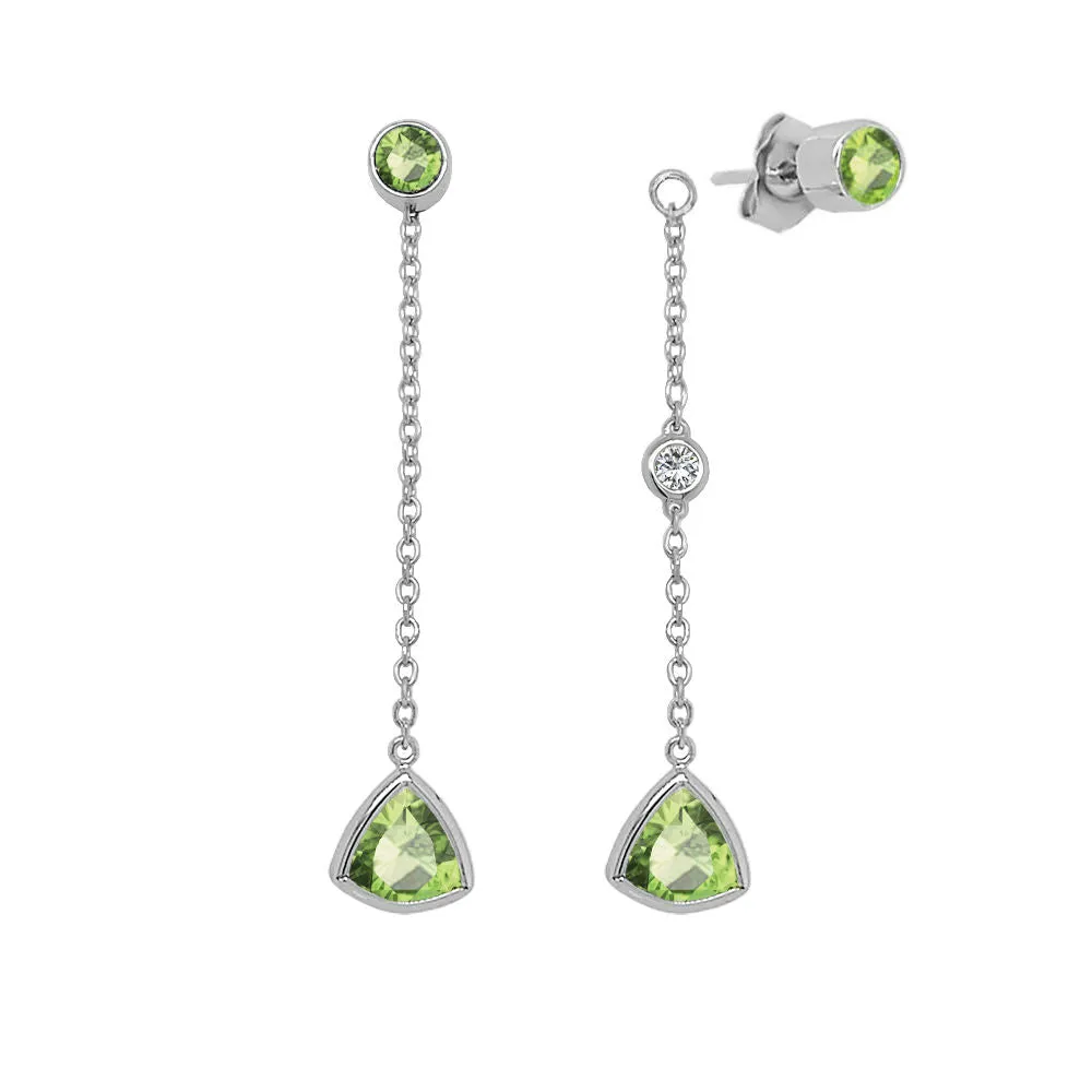 Trillion Shape Gemstone & 0.04Ct Diamond Mismatched Earring Set in 14K Gold