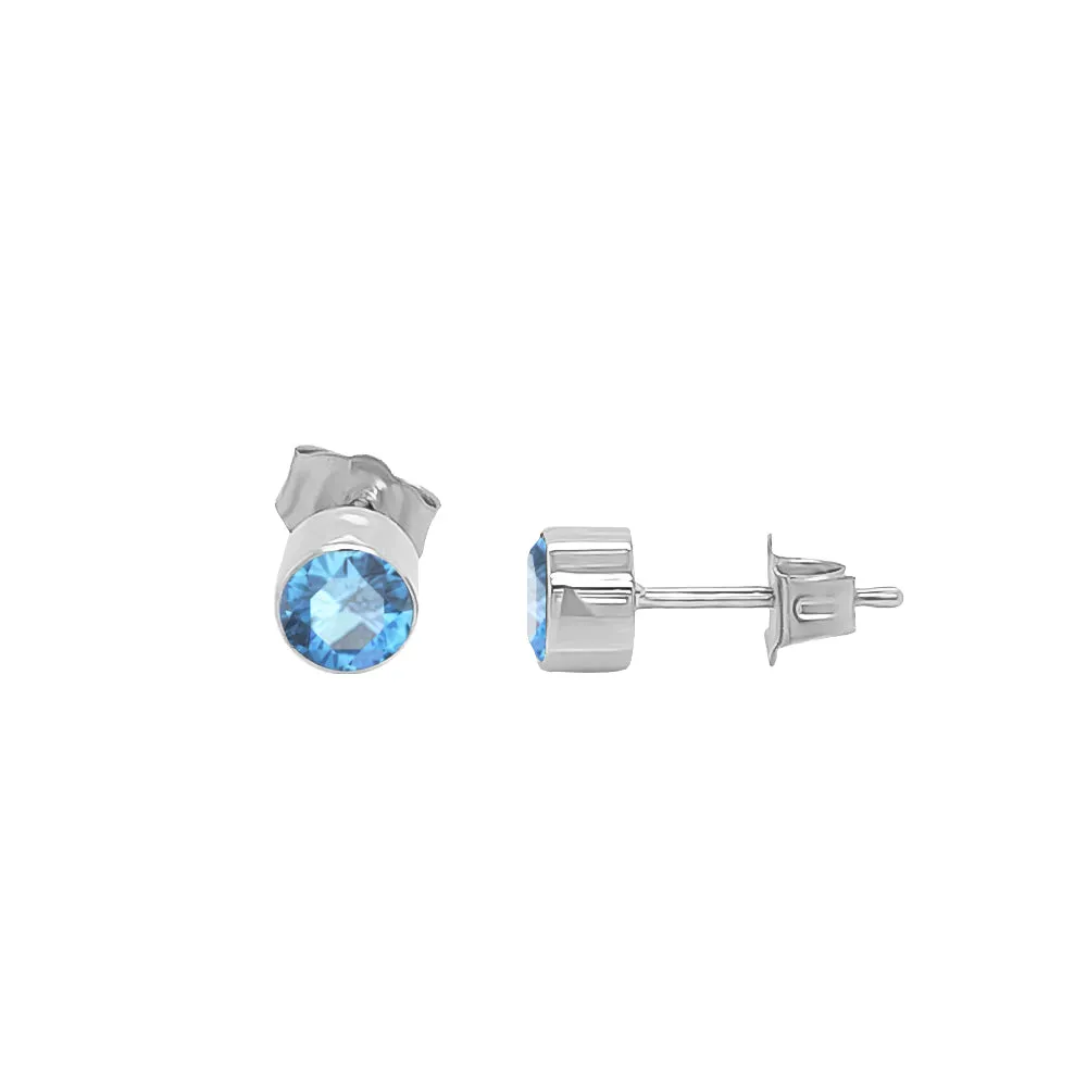 Trillion Shape Gemstone & 0.04Ct Diamond Mismatched Earring Set in 14K Gold
