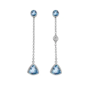 Trillion Shape Gemstone & 0.04Ct Diamond Mismatched Earring Set in 14K Gold