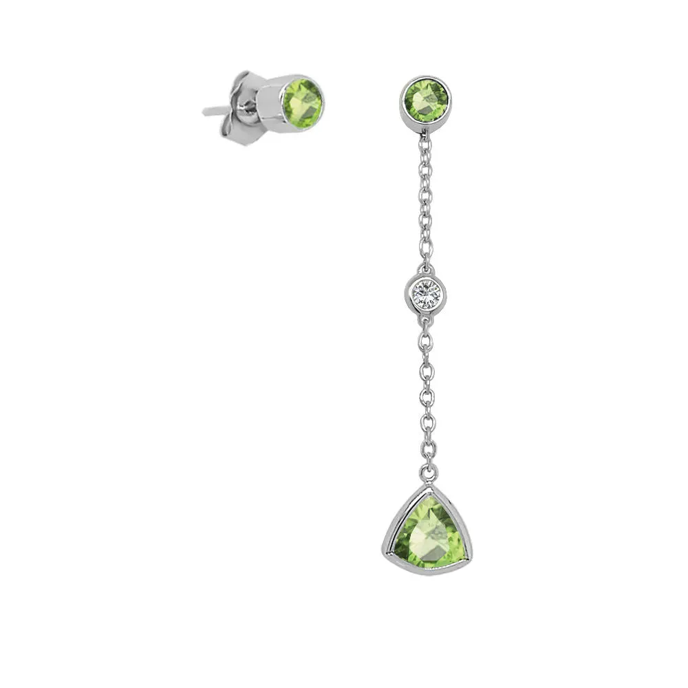 Trillion Shape Gemstone & 0.04Ct Diamond Mismatched Earring Set in 14K Gold