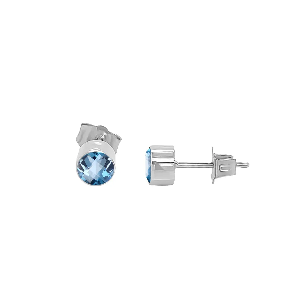 Trillion Shape Gemstone & 0.04Ct Diamond Mismatched Earring Set in 14K Gold
