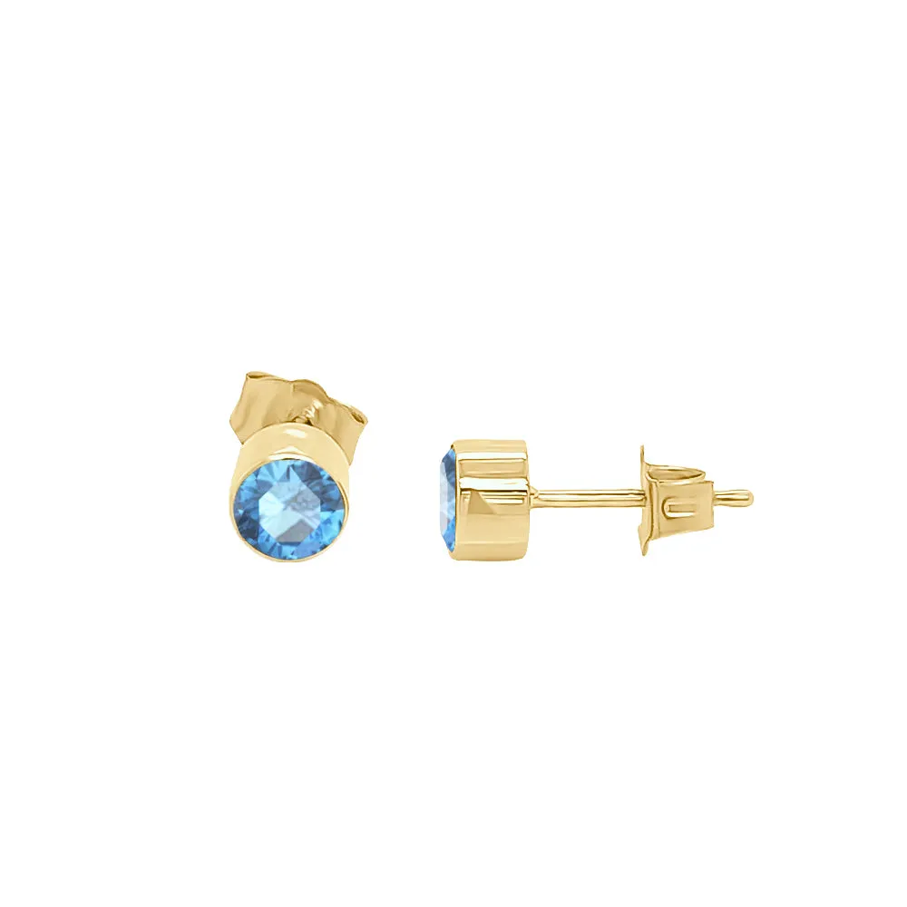 Trillion Shape Gemstone & 0.04Ct Diamond Mismatched Earring Set in 14K Gold
