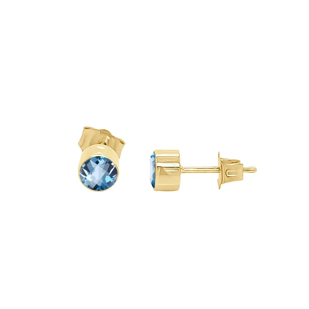 Trillion Shape Gemstone & 0.04Ct Diamond Mismatched Earring Set in 14K Gold