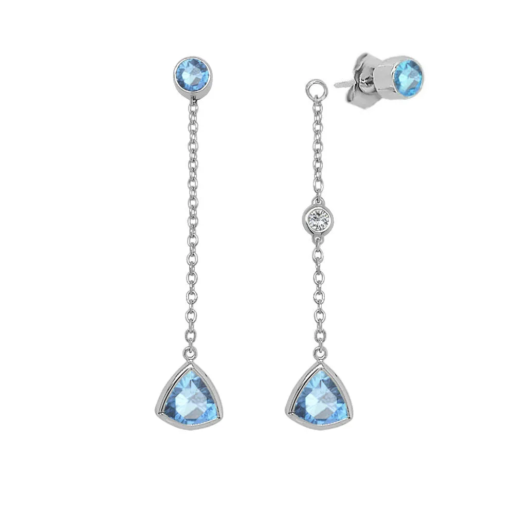 Trillion Shape Gemstone & 0.04Ct Diamond Mismatched Earring Set in 14K Gold
