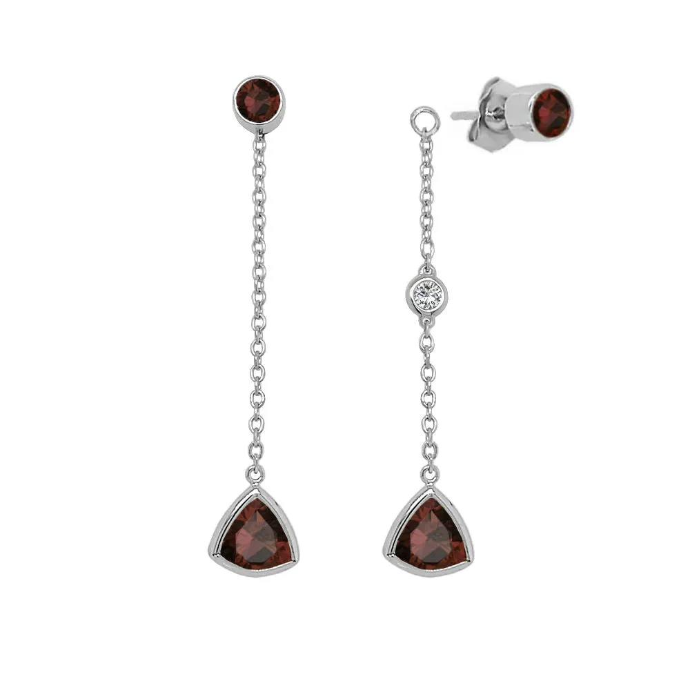 Trillion Shape Gemstone & 0.04Ct Diamond Mismatched Earring Set in 14K Gold