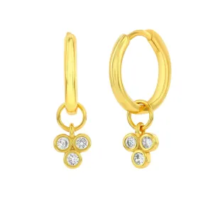 Trio CZ Charm Huggie Earrings