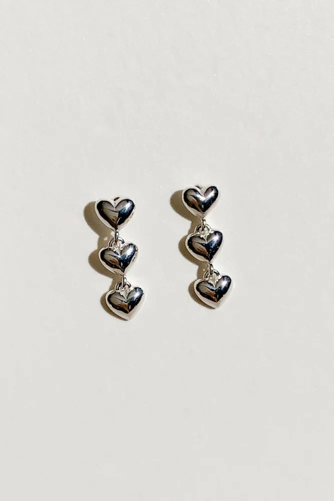 Trio Heart Earrings (925 Silver)
