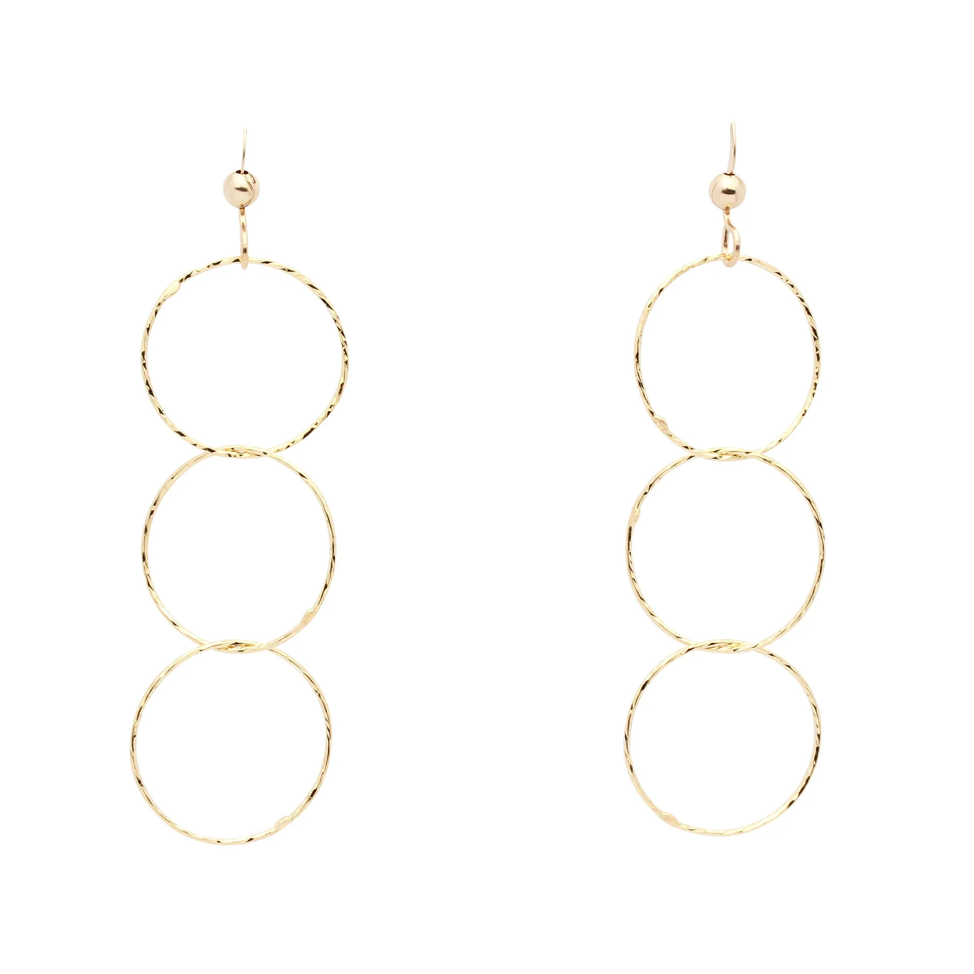 Triple Diamond Cut Drop Earrings