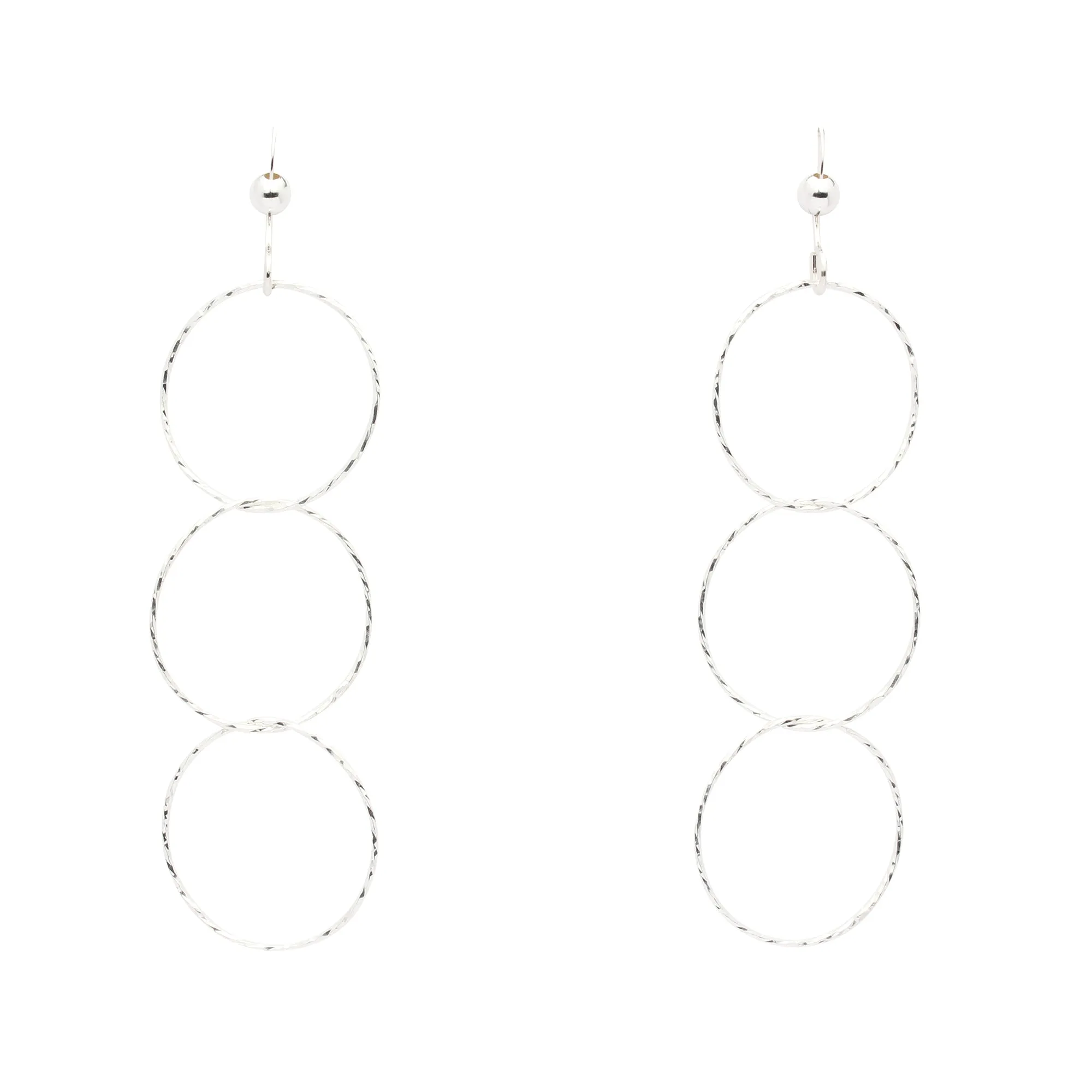Triple Diamond Cut Drop Earrings