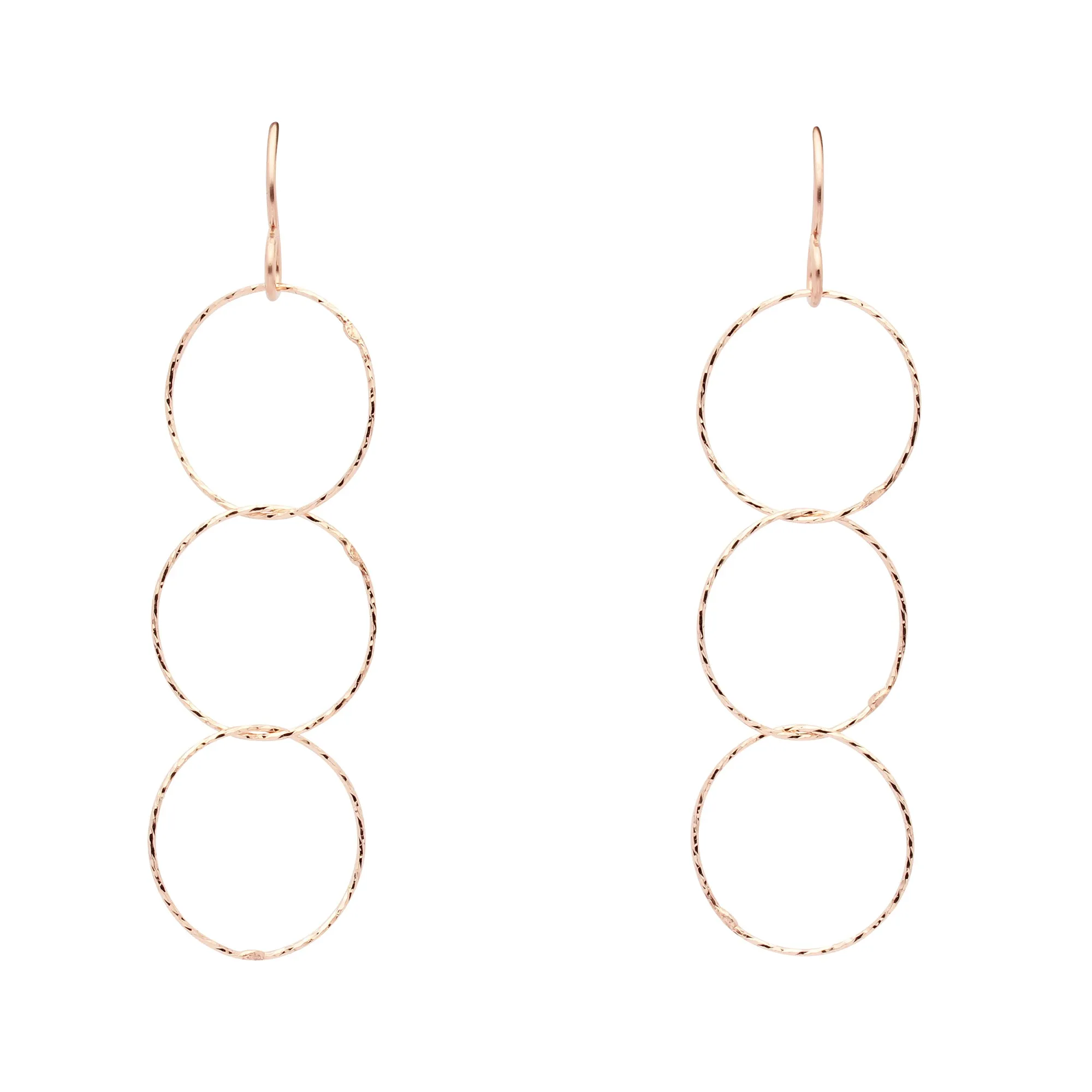 Triple Diamond Cut Drop Earrings
