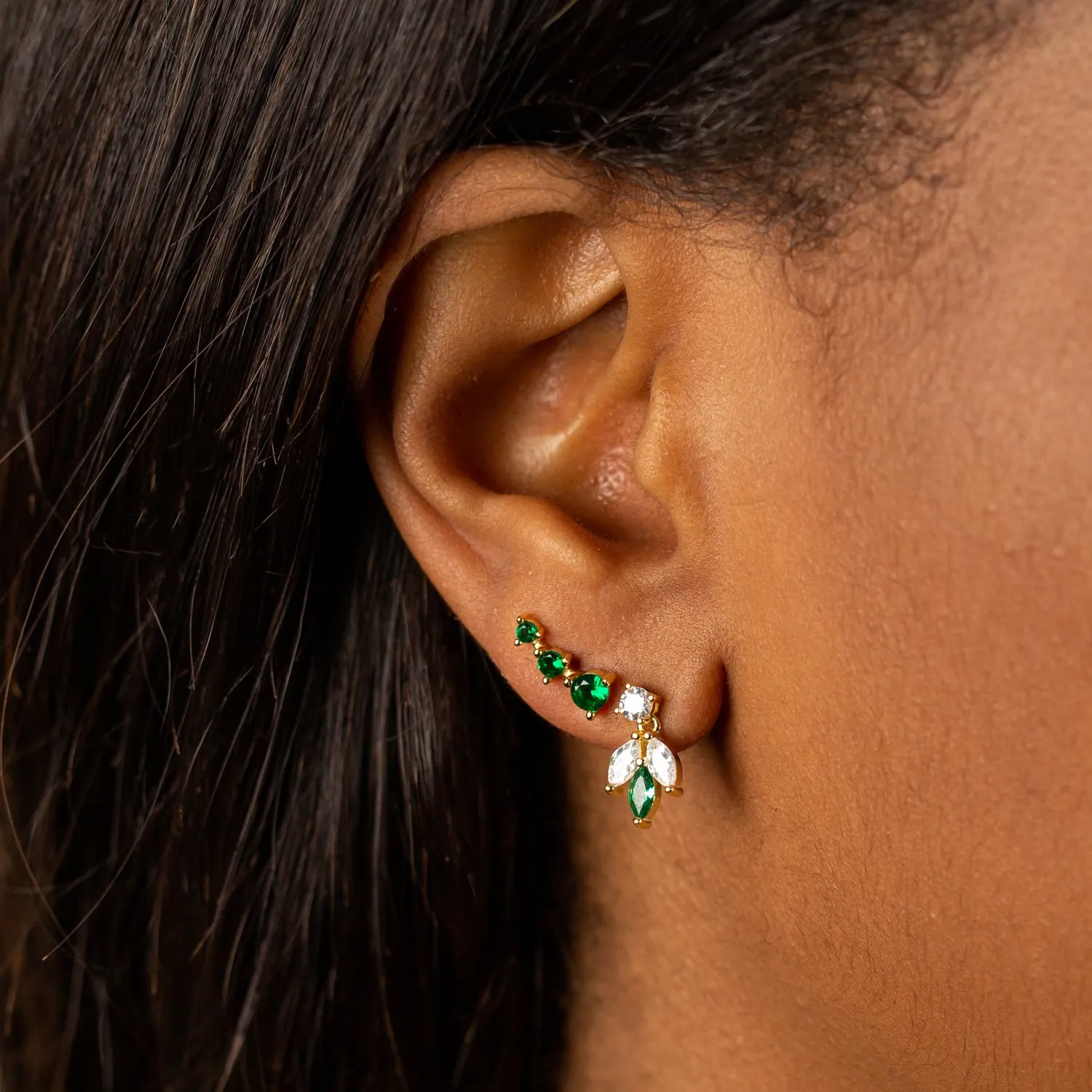 Triple Round CZ Stud Earring