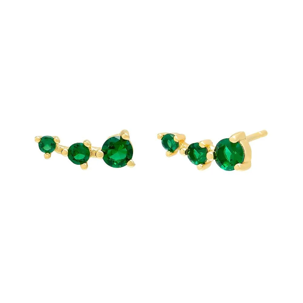 Triple Round CZ Stud Earring
